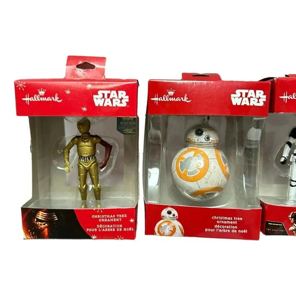 Hallmark Star Wars Xmas Ornaments Lot 4 C3PO BB-8 Chubacca Storm Trooper New - Picture 3 of 6